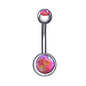 14g Fire Opal Belly Button Rings Surgical Steel Belly Navel Ring