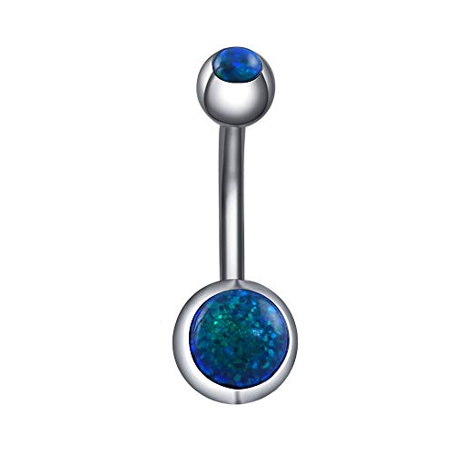 14g Fire Opal Belly Button Rings Surgical Steel Belly Navel Ring