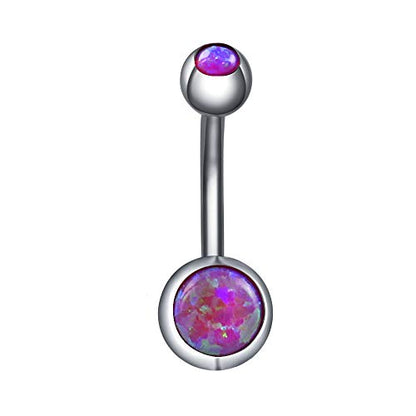 14g Fire Opal Belly Button Rings Surgical Steel Belly Navel Ring