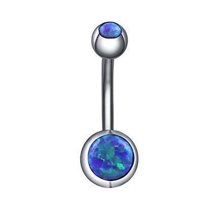 14g Fire Opal Belly Button Rings Surgical Steel Belly Navel Ring