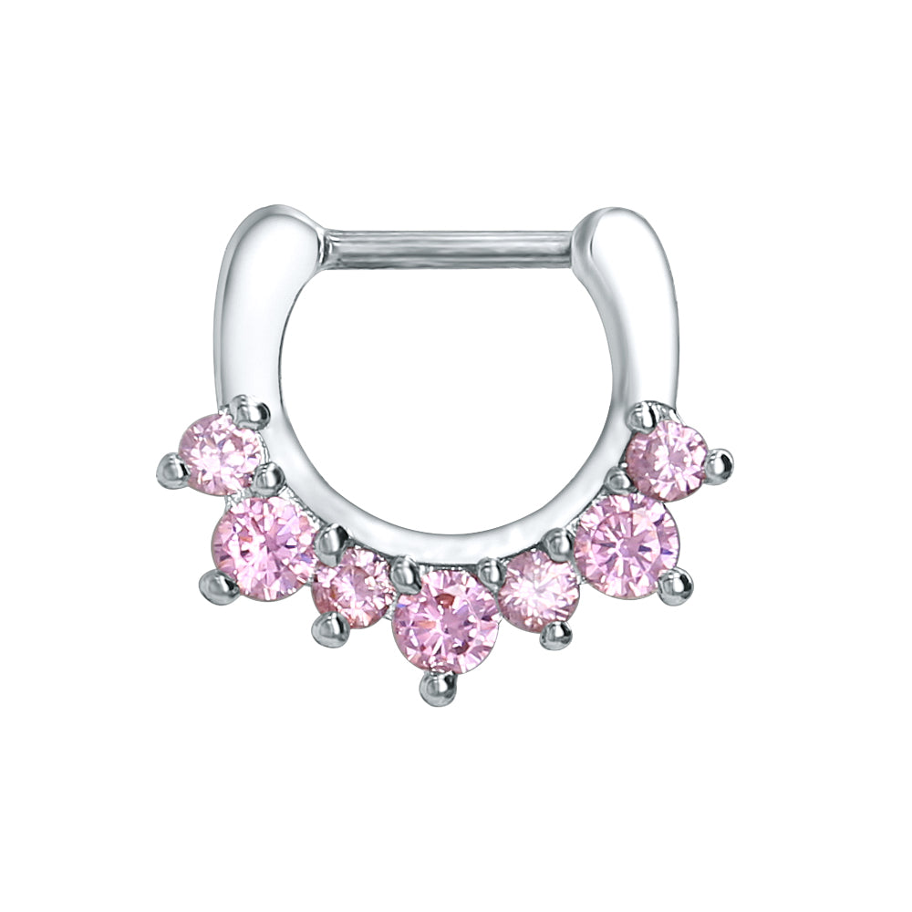 Pink-Crystal-Septum-Clicker-16g-Nose-Ring-Helix-Tragus-Cartilage-Piercing