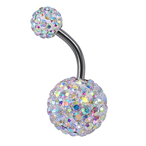 Crystal Ferido Ball Belly Button Ring with Gradual Color Navel Ring for Women/Girl