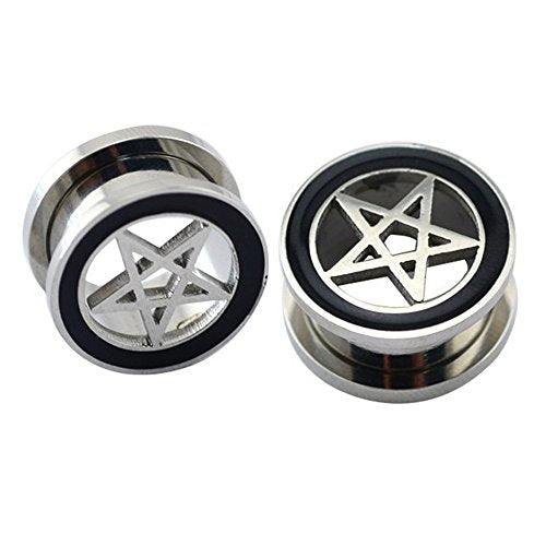 Pentgram Star Ear Plug Tunnels Piercing 316L Stainless Steel Expander for Ear Body Piercing