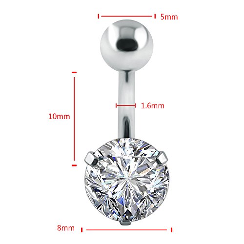 10pcs Round, Heart, Square, Star Cubic Zirconia Belly Button Rings-Economic Set