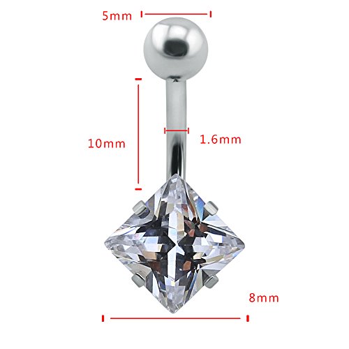 10pcs Round, Heart, Square, Star Cubic Zirconia Belly Button Rings-Economic Set