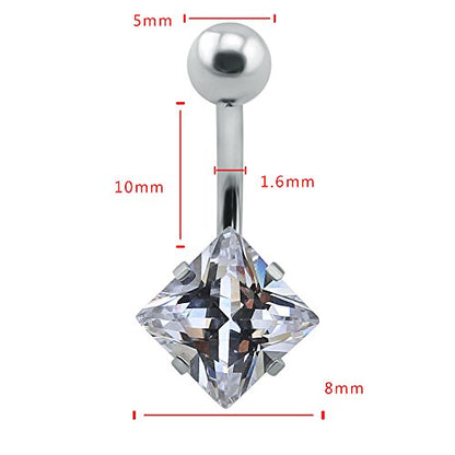 10pcs Round, Heart, Square, Star Cubic Zirconia Belly Button Rings-Economic Set