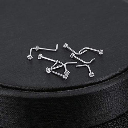 8-14 Pcs Tiny Nose Studs Piercing Surgical Steel Nose Bone/L Shaped/Screws Nose Rings-Economic Set