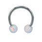 16G Opal Stainless Steel Horseshoe Circular Barbell Nose Septum Hoop Ring Lip Helix Base Piercing