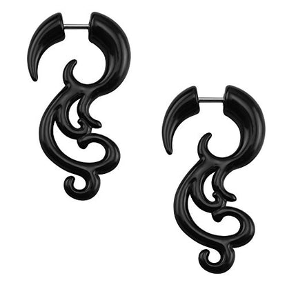 5~11 Pairs 16g Tribal Spiral Fake Gauges Acrylic Ear Tapers Fake plugs Horn-Economic Set