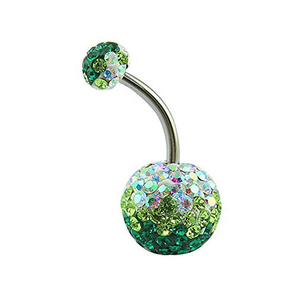 Crystal Ferido Ball Belly Button Ring with Gradual Color Navel Ring for Women/Girl