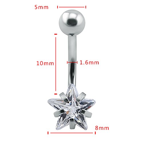 10pcs Round, Heart, Square, Star Cubic Zirconia Belly Button Rings-Economic Set