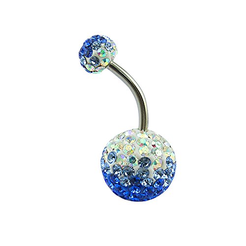 Crystal Ferido Ball Belly Button Ring with Gradual Color Navel Ring for Women/Girl