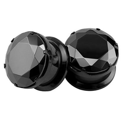 Black CZ Stone Ear Gauges Stainless Steel Screw Plugs Tunnel Ear Expander Stretcher Piercing