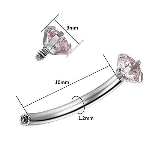 8Pcs 16G Stainless Steel Cubic Zirconia Curved Barbell Eyebrow Ring Daith Rook Piercing-Economic Set