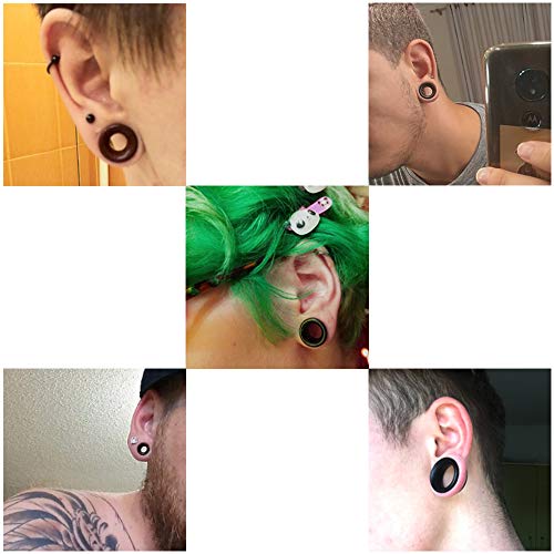 ZS Vintage Natural Brown Wood Organic Ear Tunnel Plugs Stretcher Gauges for Men and Women