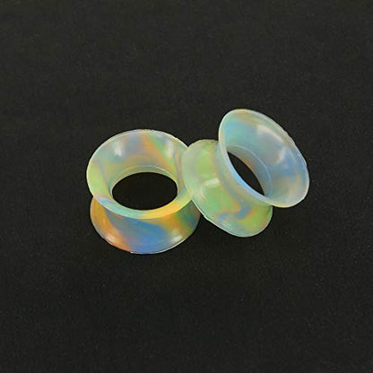 9 Pairs Thin Silicone Flexible Colorful Ear Tunnels Double Flared Expander Ear Gauges-Economic Set