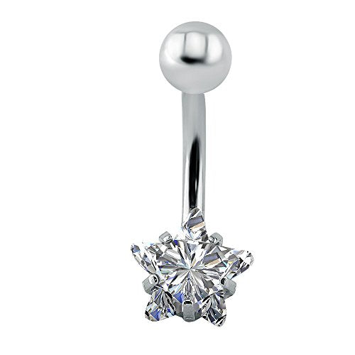 10pcs Round, Heart, Square, Star Cubic Zirconia Belly Button Rings-Economic Set