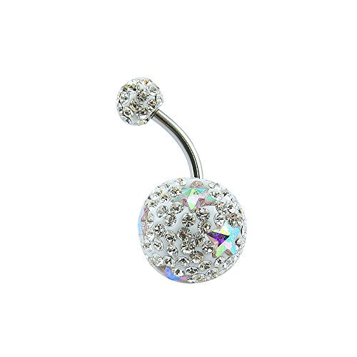 Crystal Ferido Ball Belly Button Ring with Gradual Color Navel Ring for Women/Girl