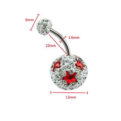 Crystal Ferido Ball Belly Button Ring with Gradual Color Navel Ring for Women/Girl