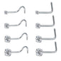 8-14 Pcs Tiny Nose Studs Piercing Surgical Steel Nose Bone/L Shaped/Screws Nose Rings-Economic Set