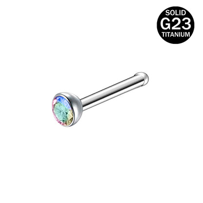 1Pc 20g G23 Titanium Nose Stud Piercing Crystal Nose Bone Rings