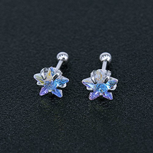 4 Pairs Cubic Zirconia Stud Earrings Tragus Helix Conch Cartilage Piercing Sets -Economic Set