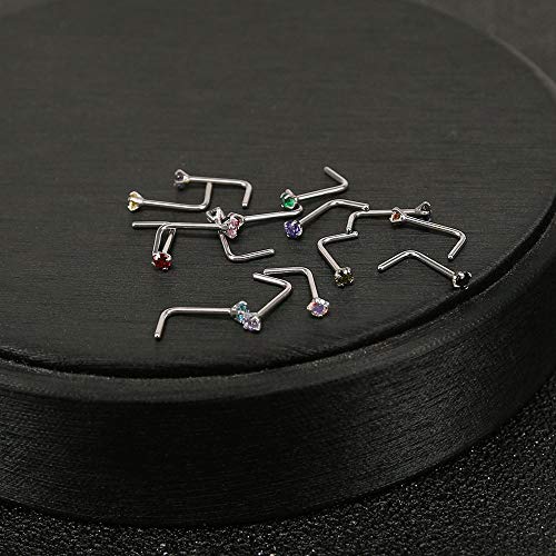 8-14 Pcs Tiny Nose Studs Piercing Surgical Steel Nose Bone/L Shaped/Screws Nose Rings-Economic Set