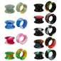 9 Pairs Thin Silicone Flexible Colorful Ear Tunnels Double Flared Expander Ear Gauges-Economic Set