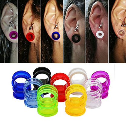 9 Pairs Multicolor UV Acrylic Screw Fit Ear Tunnels Expander Ear Gauges -Economic Set