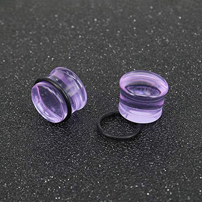 4 Pairs Glass Ear Gauges Mushroom Single Flare Ear Plugs 4G-5/8" -Economic Set