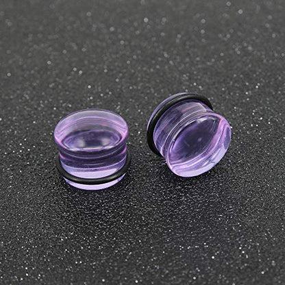 4 Pairs Glass Ear Gauges Mushroom Single Flare Ear Plugs 4G-5/8" -Economic Set