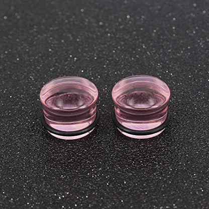 4 Pairs Glass Ear Gauges Mushroom Single Flare Ear Plugs 4G-5/8" -Economic Set