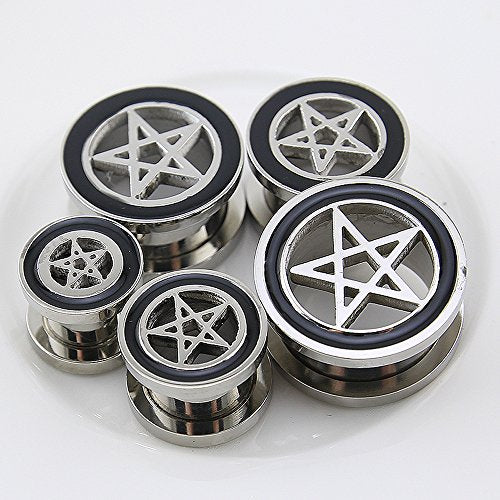 Pentgram Star Ear Plug Tunnels Piercing 316L Stainless Steel Expander for Ear Body Piercing