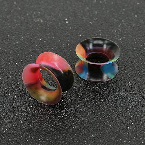 9 Pairs Thin Silicone Flexible Colorful Ear Tunnels Double Flared Expander Ear Gauges-Economic Set