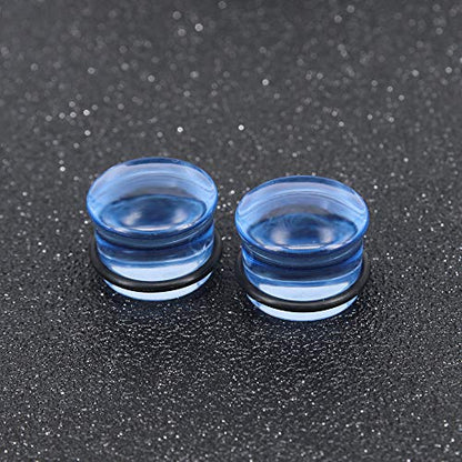 4 Pairs Glass Ear Gauges Mushroom Single Flare Ear Plugs 4G-5/8" -Economic Set