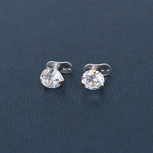 2Pcs 14g Surgical Steel Cubic Zirconia Dermal Anchor Micro Dermals Piercing