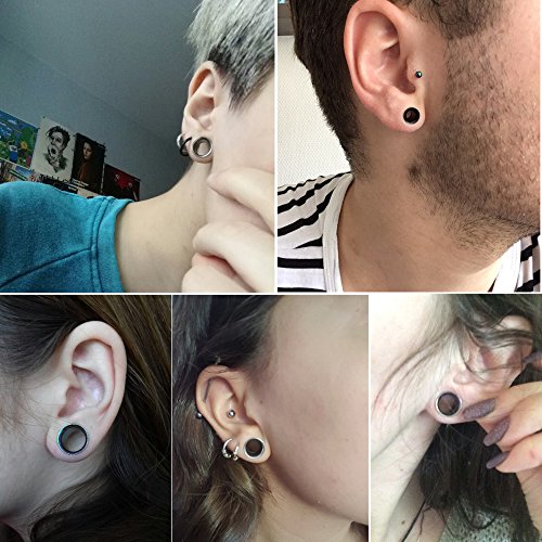 6 Pairs 316 Stainless Steel Single Flare Tunnels Ear Gauges with Silic