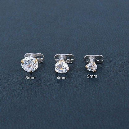 2Pcs 14g Surgical Steel Cubic Zirconia Dermal Anchor Micro Dermals Piercing