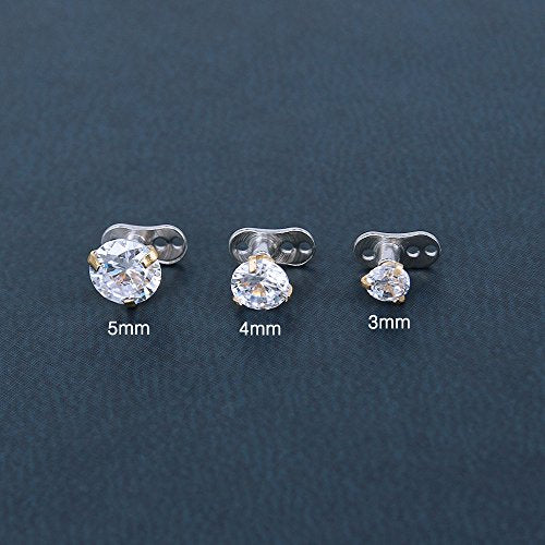 4Pcs 14g Surgical Steel Cubic Zirconia Dermal Anchor Micro dermals Piercing-Economic Set