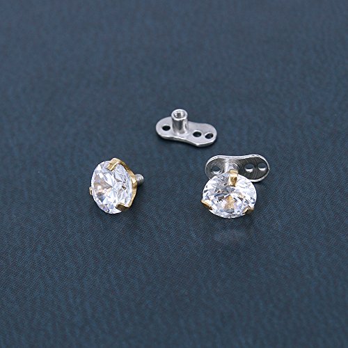 4Pcs 14g Surgical Steel Cubic Zirconia Dermal Anchor Micro dermals Piercing-Economic Set