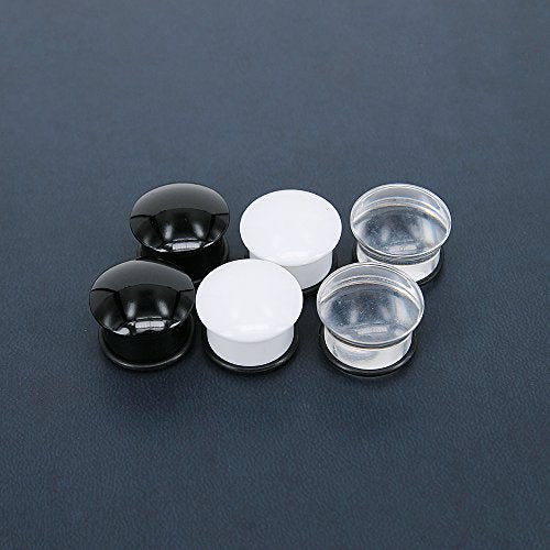 3 Pairs Single Flare Acrylic Ear Plugs Tunnel Expander Piercing Ear Gauges with O-Ring-Economic Set