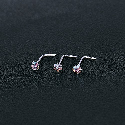 9-12Pcs 20g Stainless Steel Nose Stud Ring Piercing Nose Bone/L Shaped/Nose Screws-Economic Set