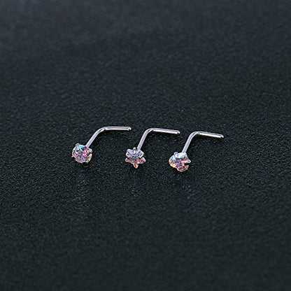 9-12Pcs 20g Stainless Steel Nose Stud Ring Piercing Nose Bone/L Shaped/Nose Screws-Economic Set