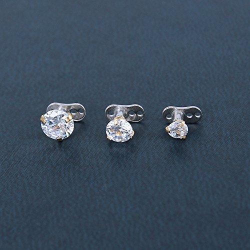 2Pcs 14g Surgical Steel Cubic Zirconia Dermal Anchor Micro Dermals Piercing