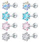 4 Pairs Cubic Zirconia Stud Earrings Tragus Helix Conch Cartilage Piercing Sets -Economic Set