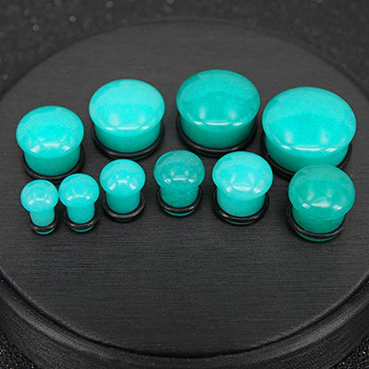 Mozambique Amazonite Natural Stone Ear Plug Gauge Single Flare Ear Expander