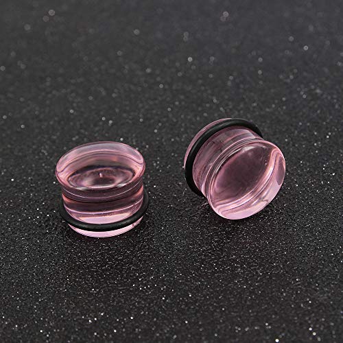 4 Pairs Glass Ear Gauges Mushroom Single Flare Ear Plugs 4G-5/8" -Economic Set