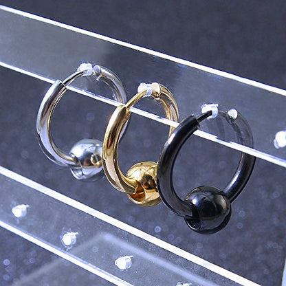 3 Pairs Stainless Steel Hoop Earrings with Bead Ear Cartilage Earring for Men Women-Economic Set