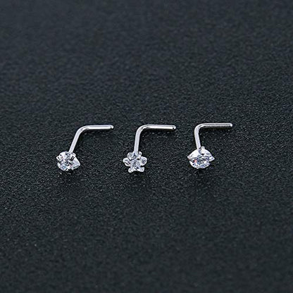 9-12Pcs 20g Stainless Steel Nose Stud Ring Piercing Nose Bone/L Shaped/Nose Screws-Economic Set