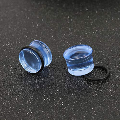 4 Pairs Glass Ear Gauges Mushroom Single Flare Ear Plugs 4G-5/8" -Economic Set